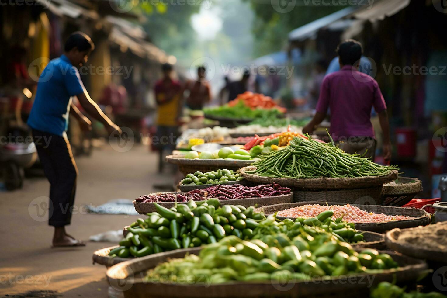 Visualizza di fornitori vendita fresco cibo nel tradizionale mercato foto