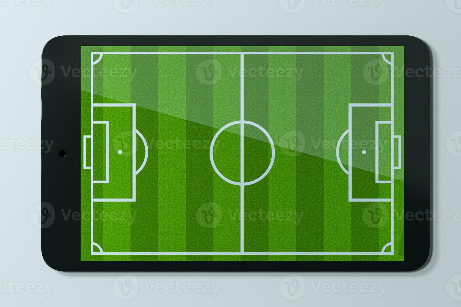 il vuoto calcio campo su il pad, virtuale realtà, 3d resa. foto