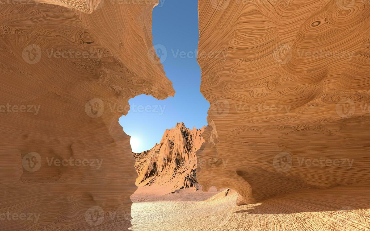 stretto roccia gola, valle scenario, 3d resa. foto