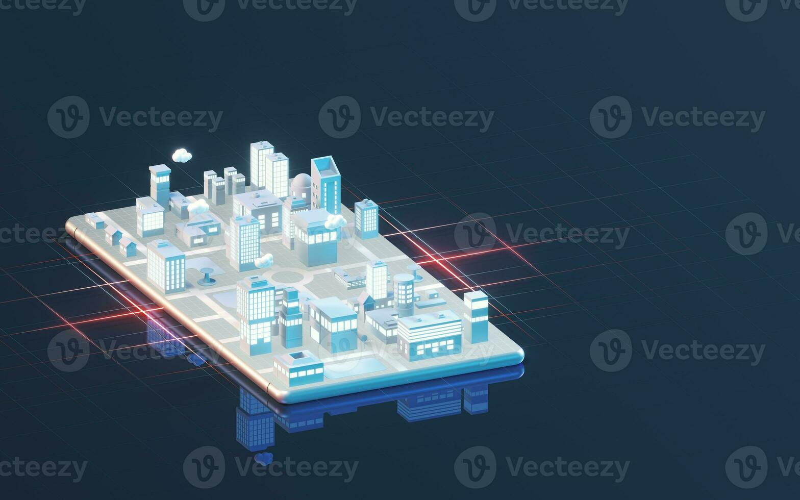 informazione trasferimento fra inteligente telefoni e città, 3d resa. foto