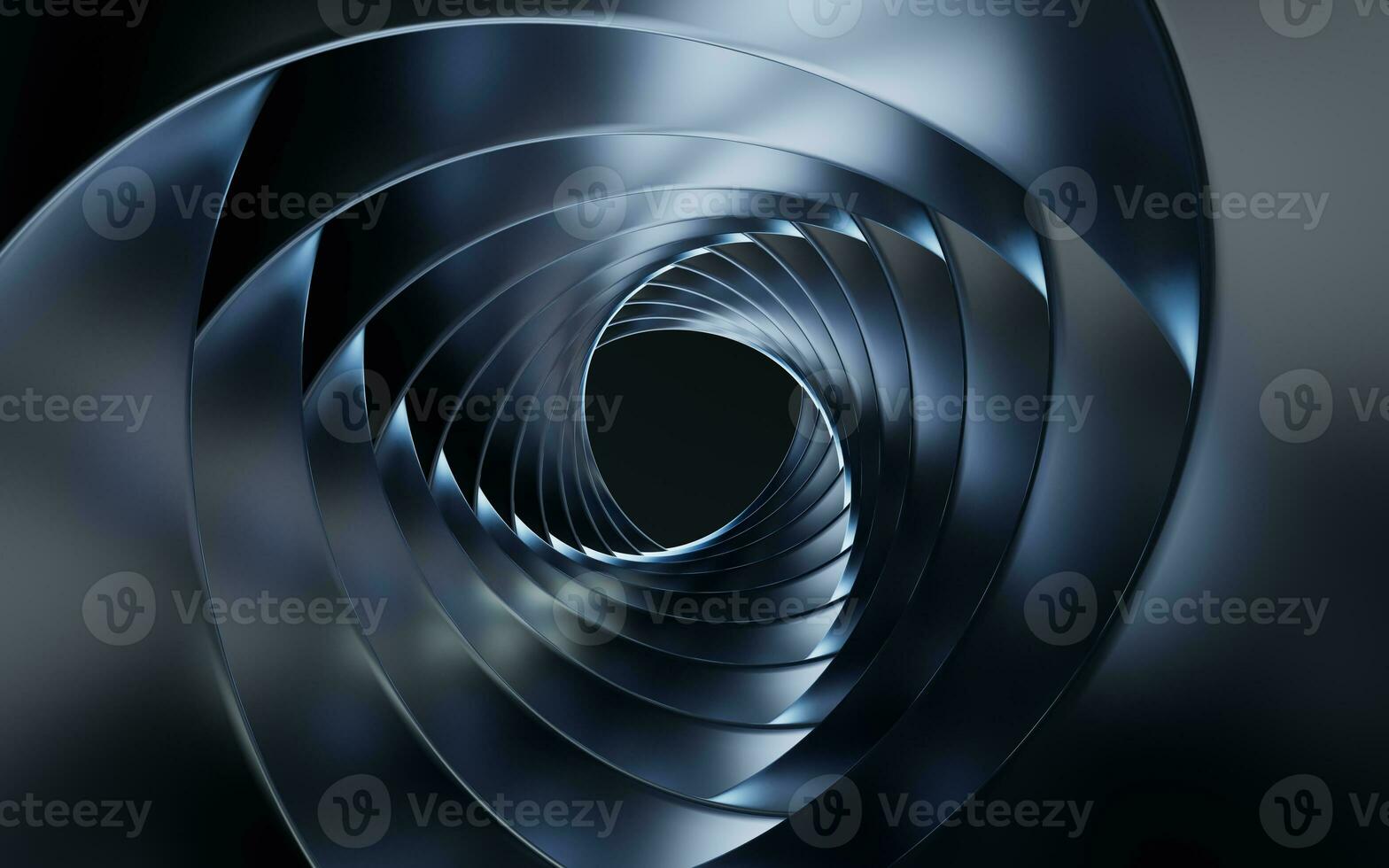 spirale metallo curva tunnel, 3d resa. foto