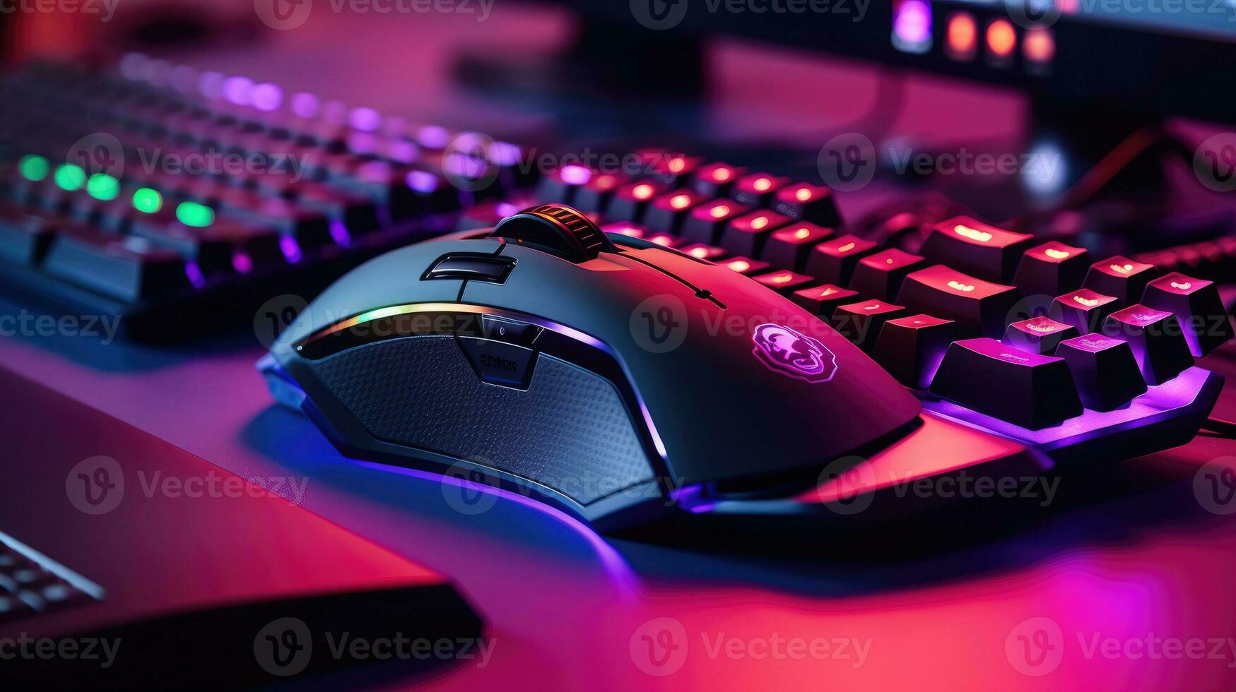 computer topo con tastiera su un' rosso sfondo foto