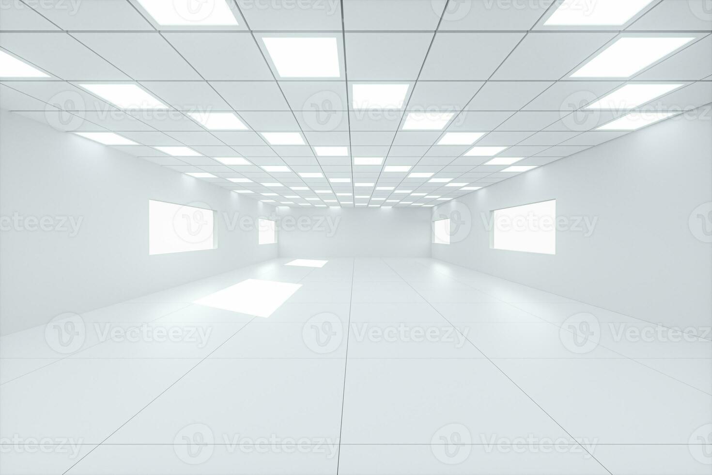 bianca luminosa e spazioso camera, bianca sfondo, 3d resa. foto