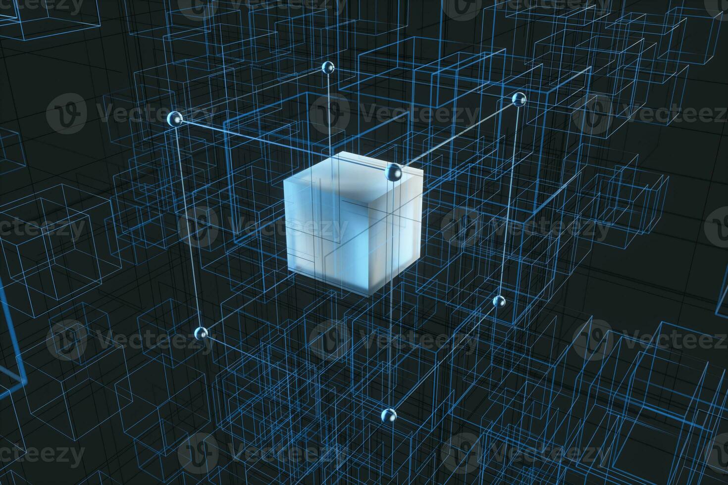 tecnologia sfondo rendere su con cubi e linee, 3d resa. foto