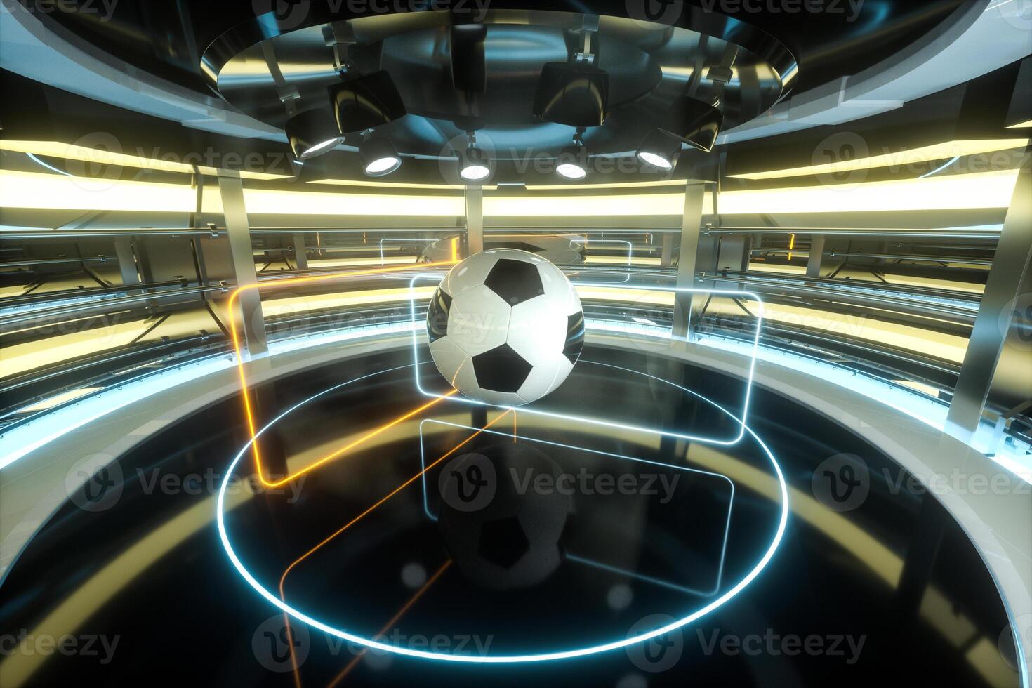 calcio e interno arena scene, 3d resa. foto