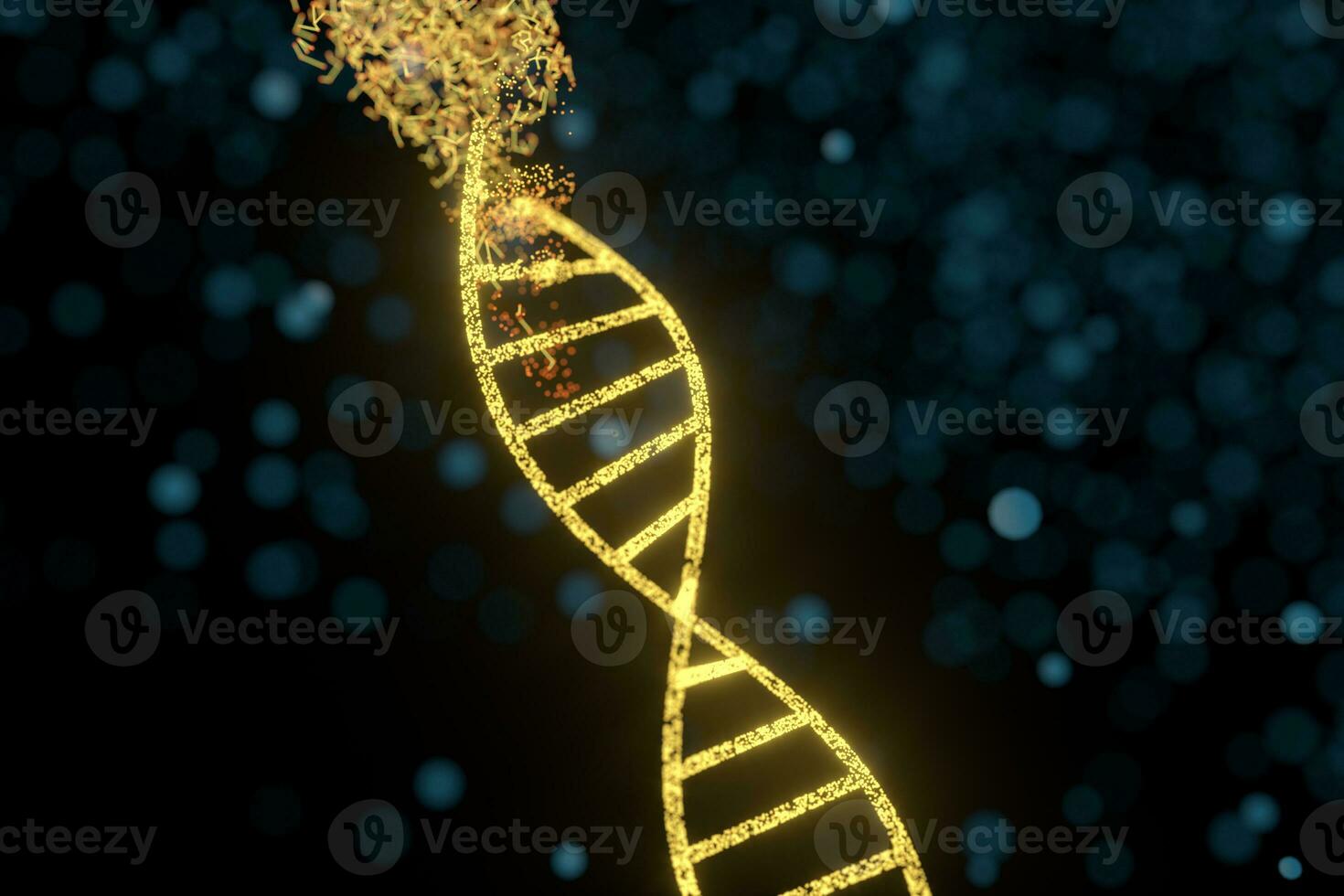 dna particelle e diffuso raggiante linee, 3d resa. foto