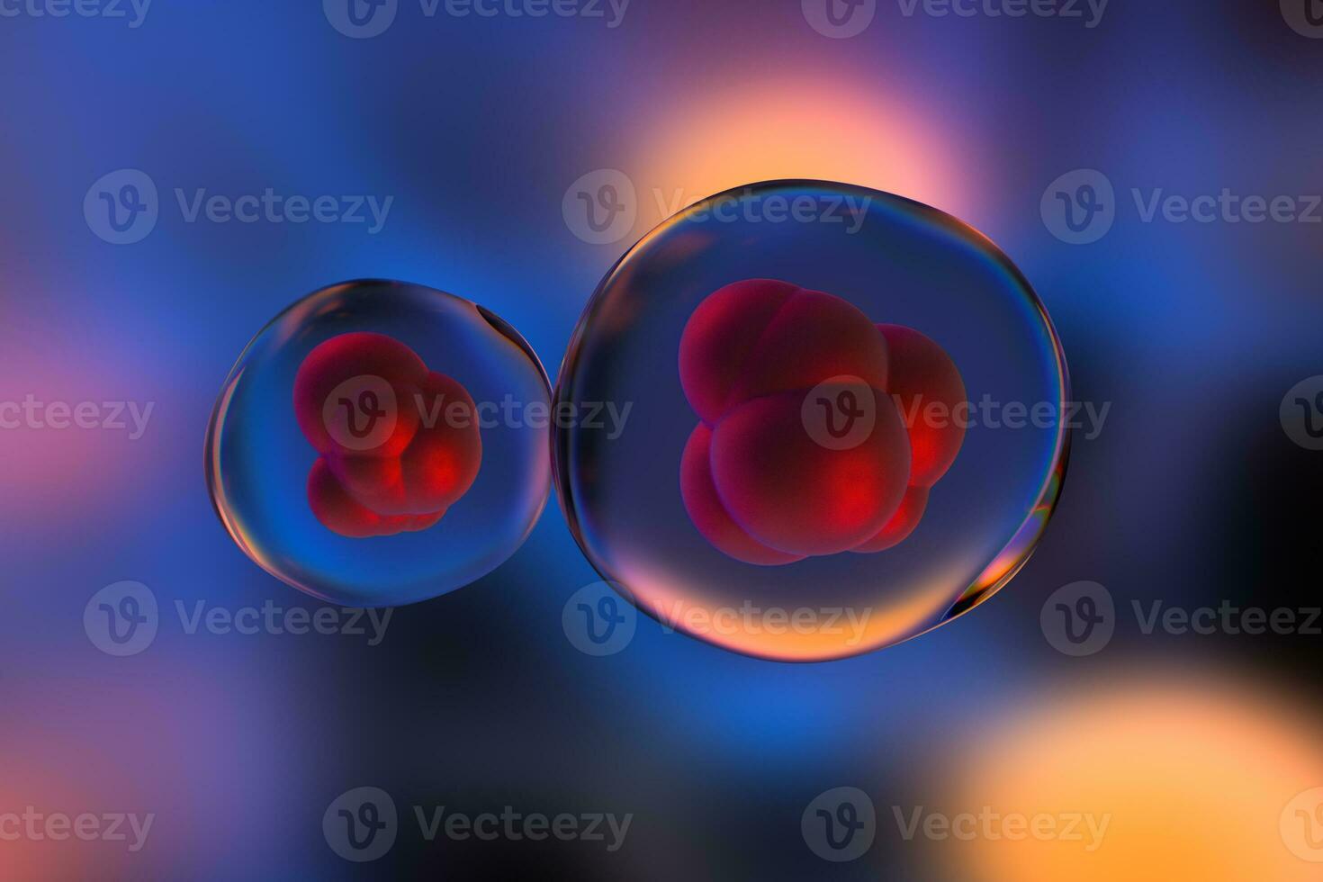 colorato sfondo e cellule, il concetto di biotecnologia, 3d interpretazione foto