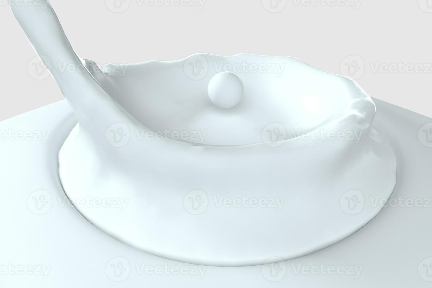 purezza spruzzi latte con creativo forme, 3d resa. foto