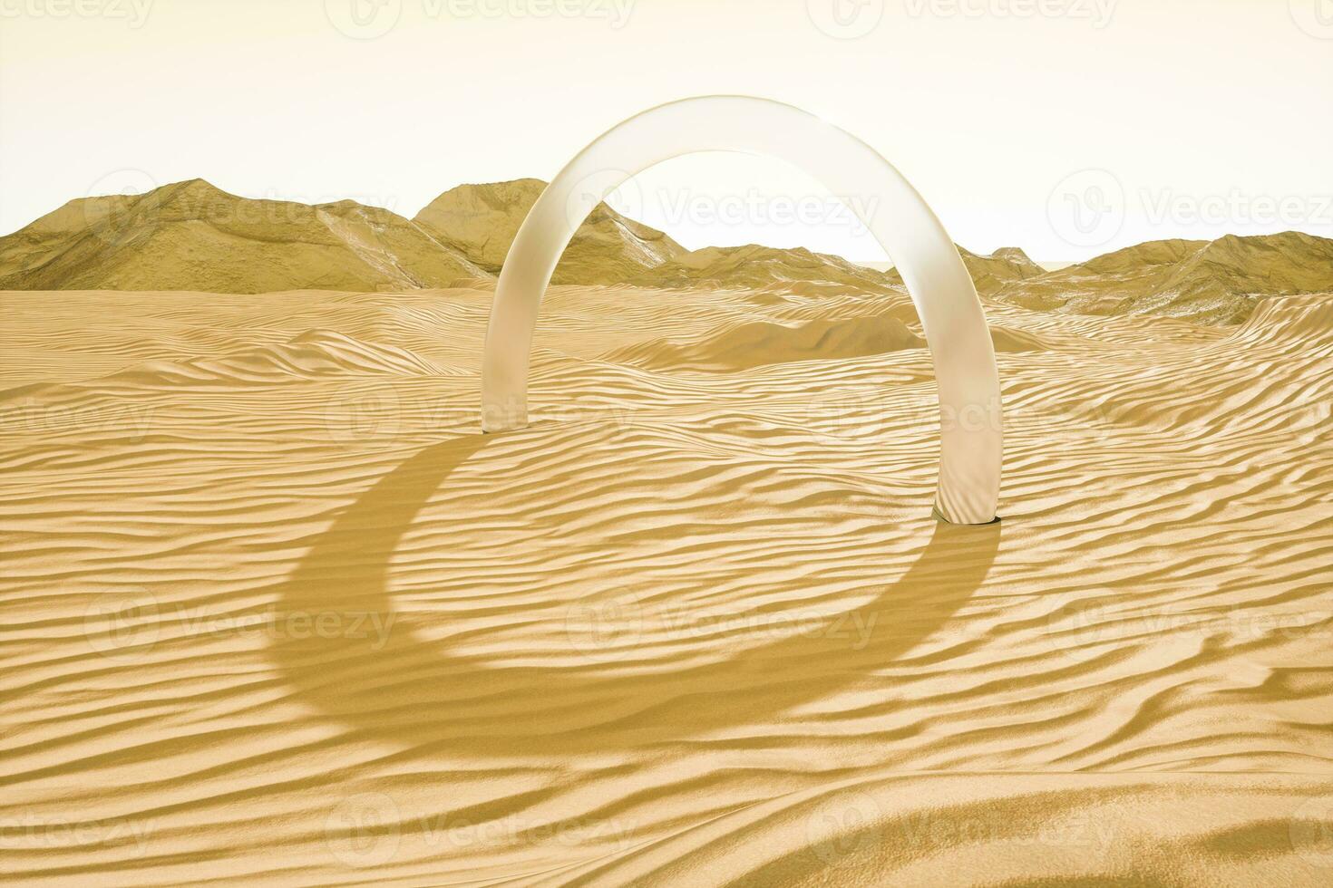 3d rendering, il largo deserto, con strisce forme. foto