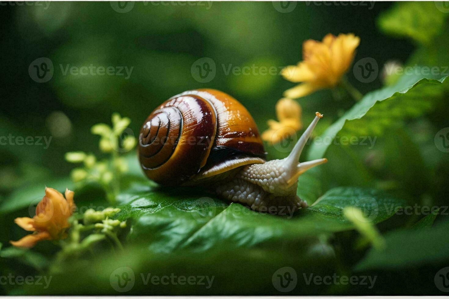 un' elica pomazia, comunemente conosciuto come il romano lumaca o Borgogna lumaca. Questo maestoso creatura, con suo a forma di spirale conchiglia foto