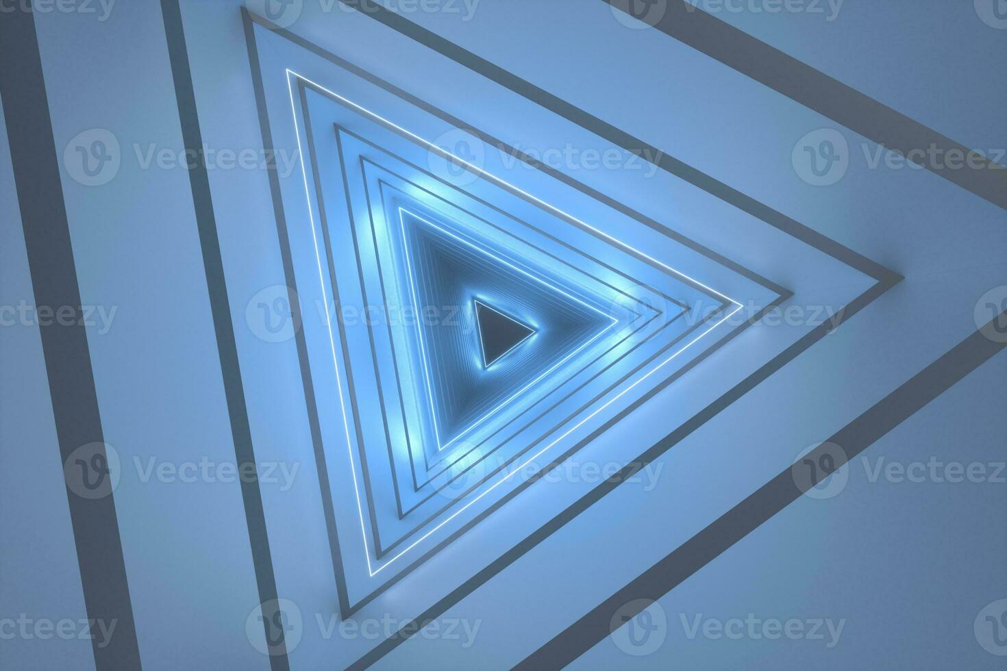 3d rendering, triangolo tunnel con raggiante Linee sfondo foto