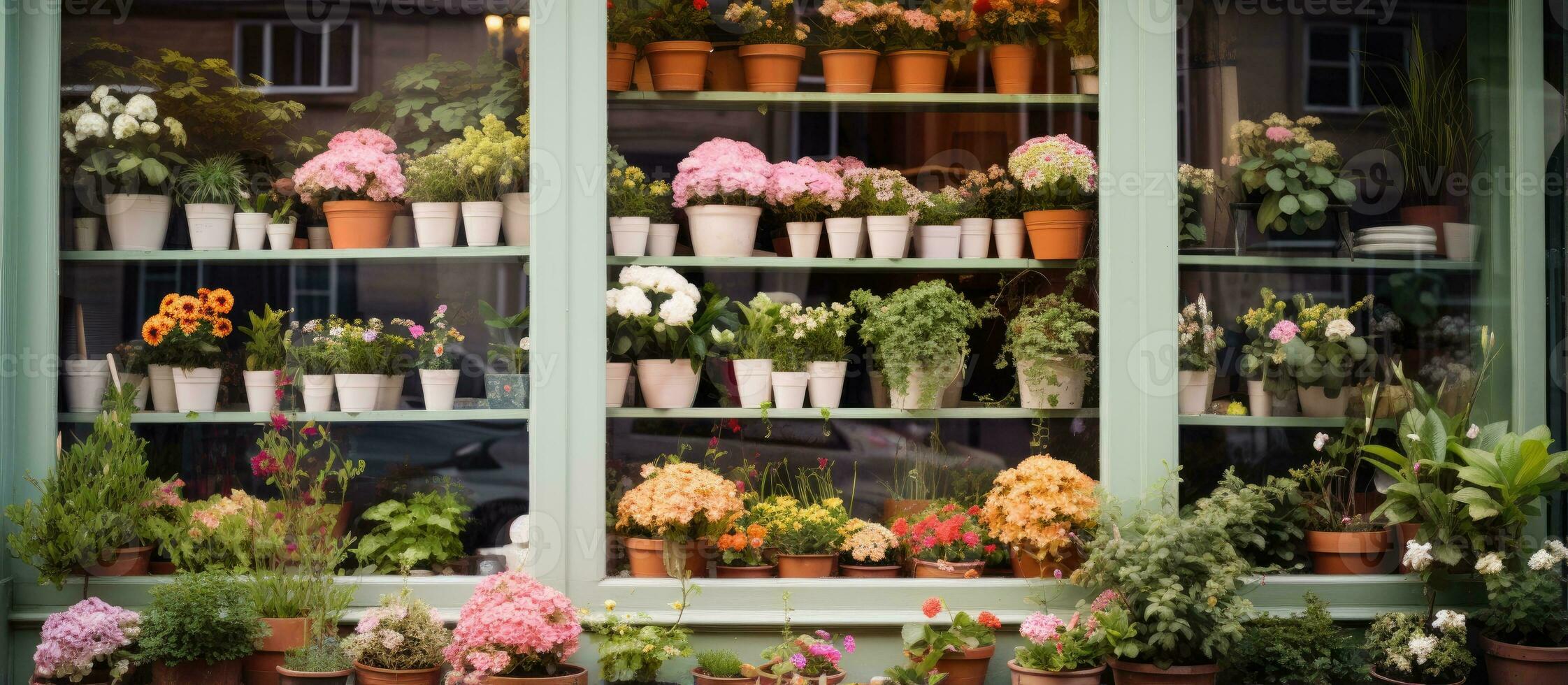 in vaso fiori visualizzato nel un' negozio S finestra foto