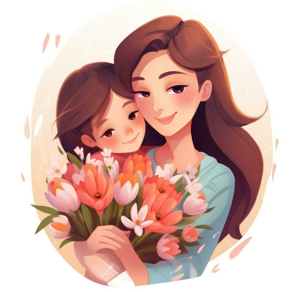 contento mamma e figlia illustrazione foto