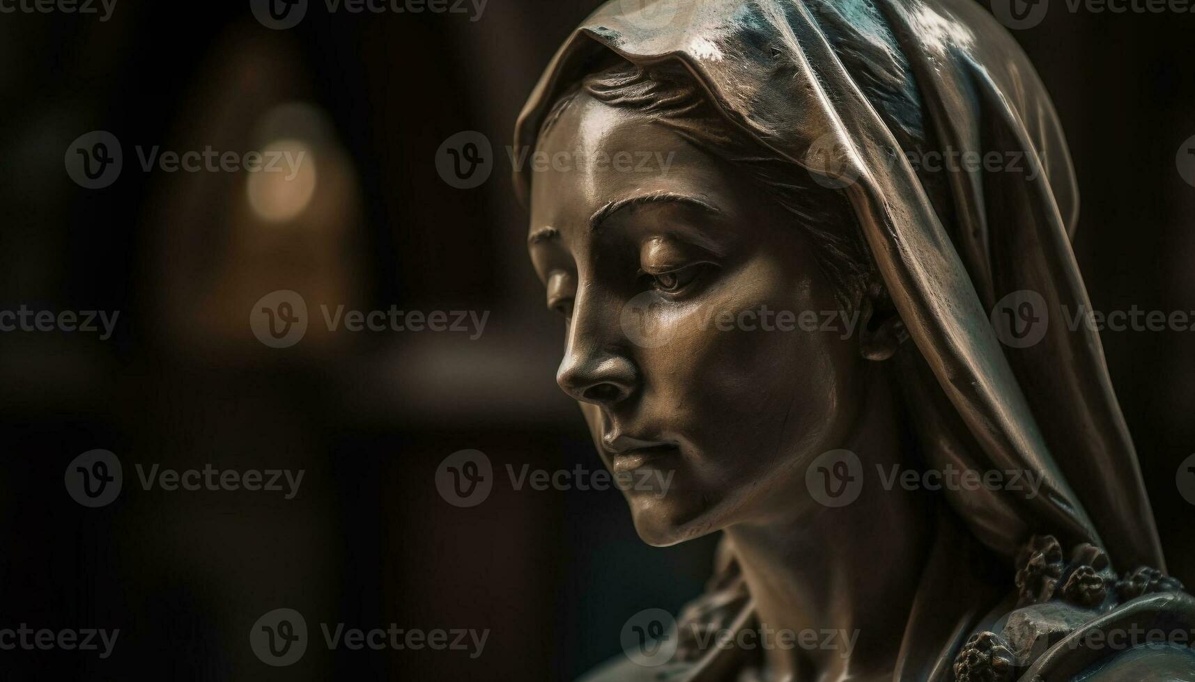 preghiere donna, illuminato di lume di candela, trova conforto nel spiritualità generato di ai foto