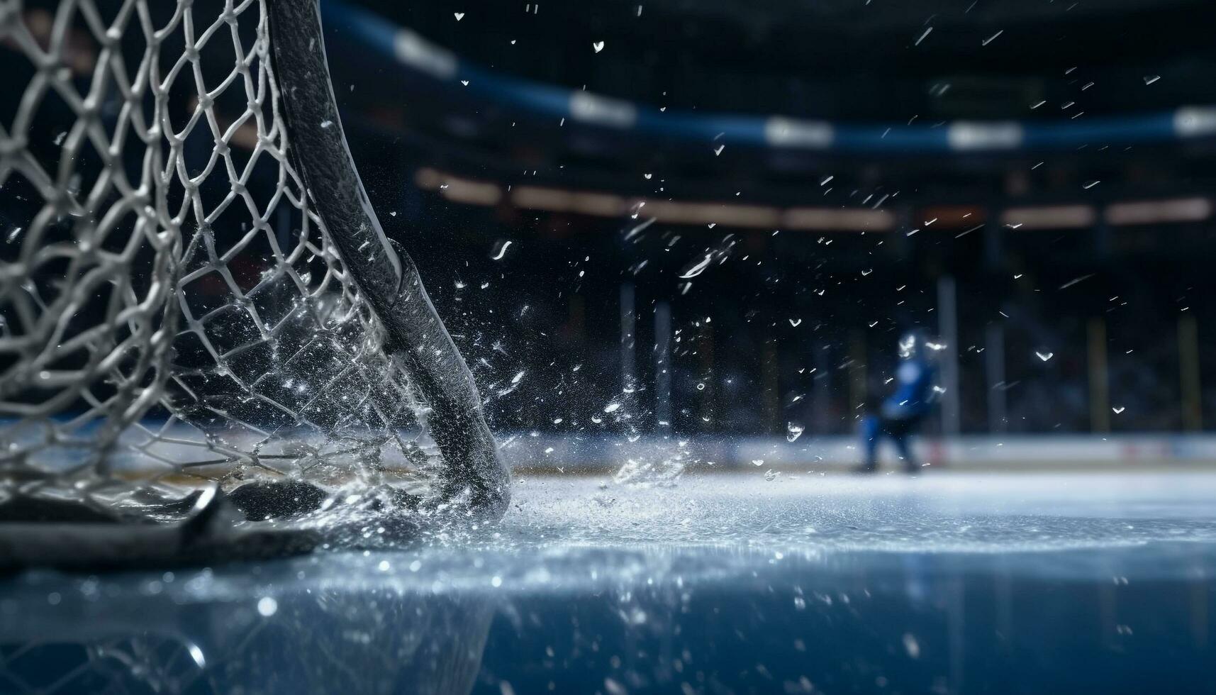 uomini nel blu competere nel ghiaccio pattinando, movimento su ghiaccio pista generato di ai foto