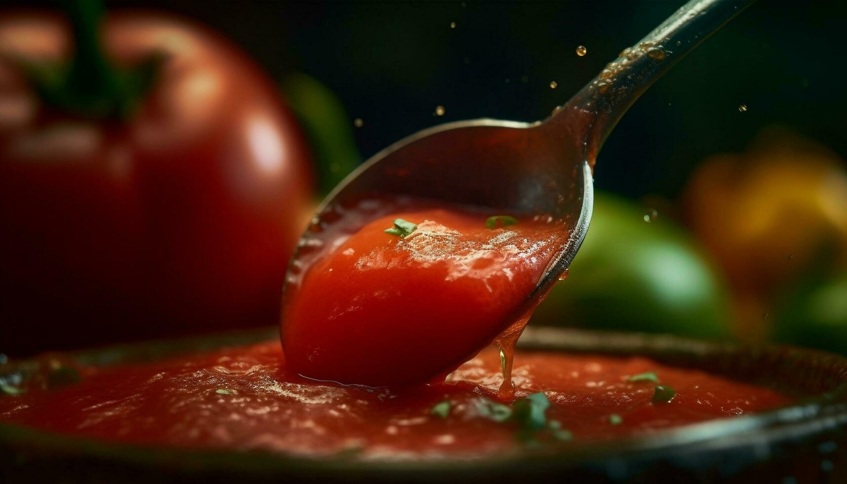 fresco pomodoro insalata, un' salutare buongustaio vegetariano pasto nel estate generato di ai foto