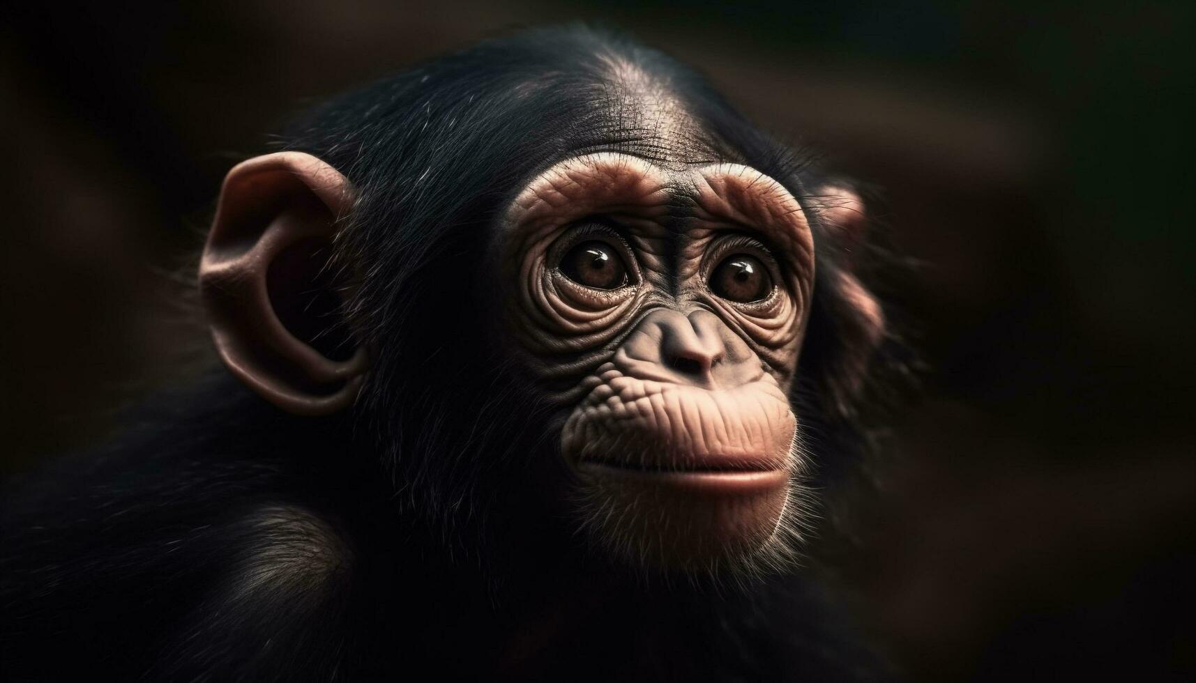 carino primate nel tropicale foresta pluviale, fissando con triste espressione generato di ai foto