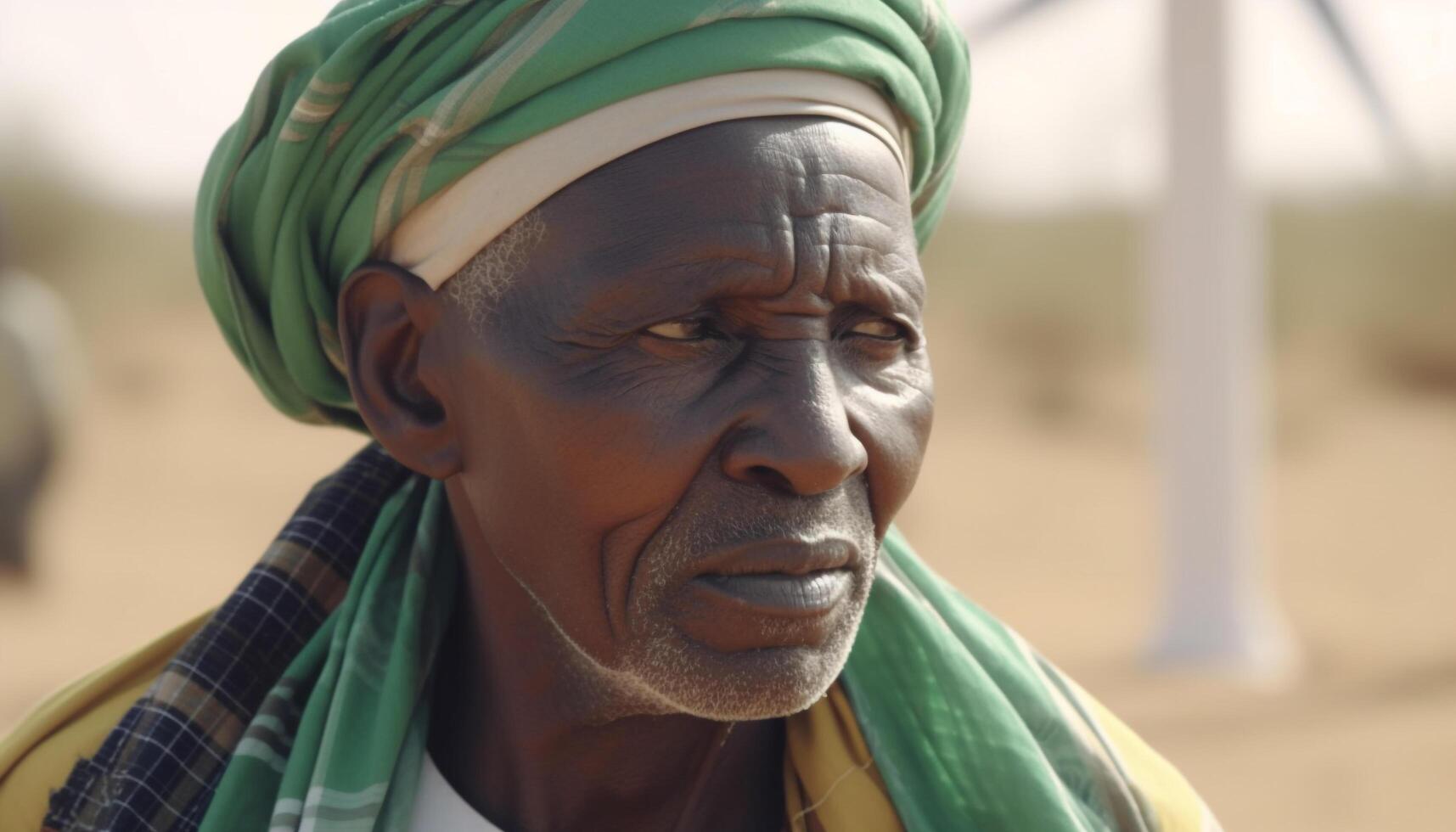 uno africano uomo sorridente, guardare a telecamera, che rappresentano indigeno cultura generato di ai foto