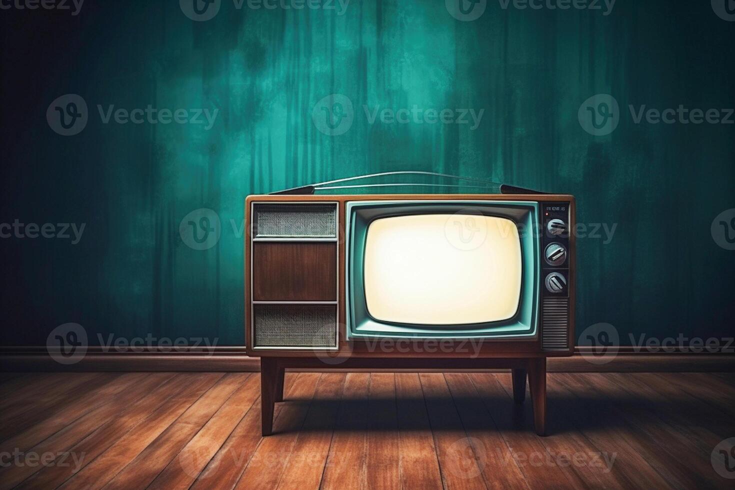 Vintage ▾ vecchio tv. ai generativo. foto