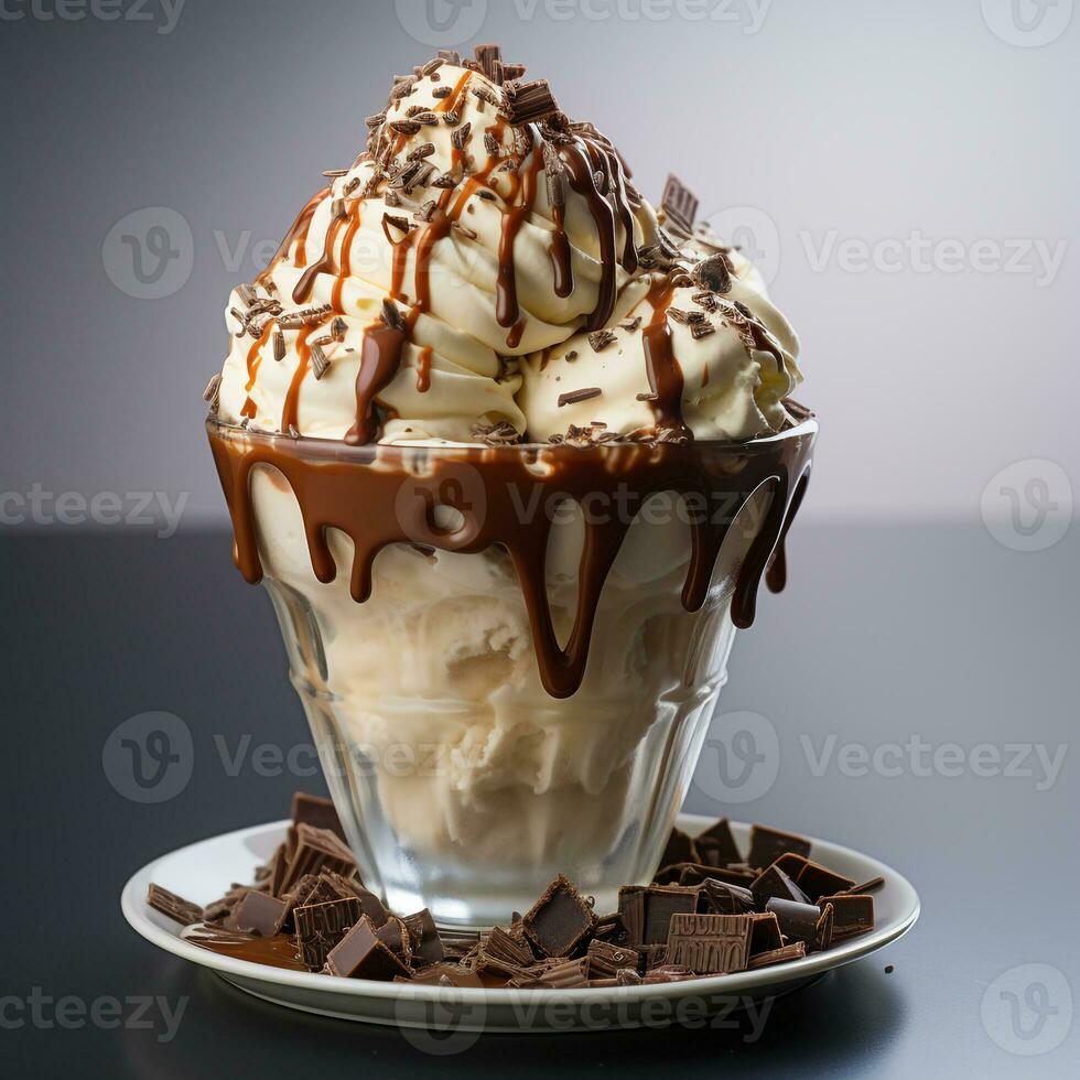 cioccolato aromatizzato ghiaccio crema su un' bianca sfondo foto