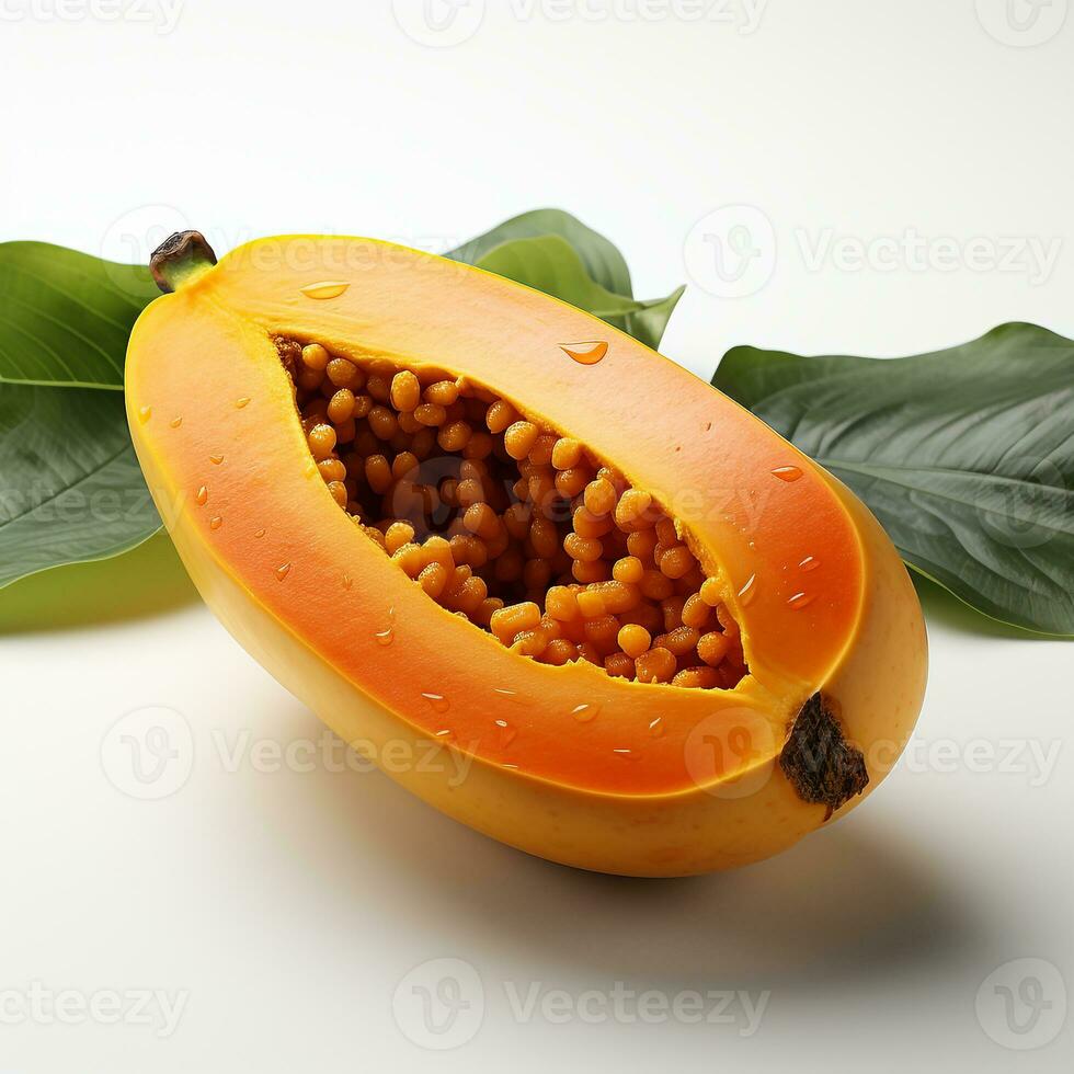 il papaia frutta è dolce e fresco con un' bianca sfondo foto