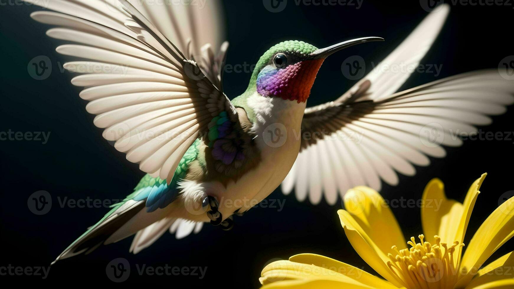 il incantevole momenti di colibrì In cerca di fiore nettare ai generato foto