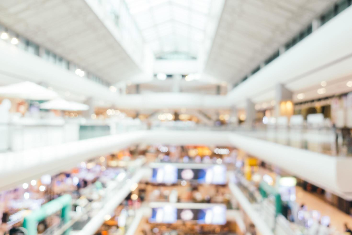 sfocatura astratta e centro commerciale sfocato dell'interno del negozio del dipartimento foto