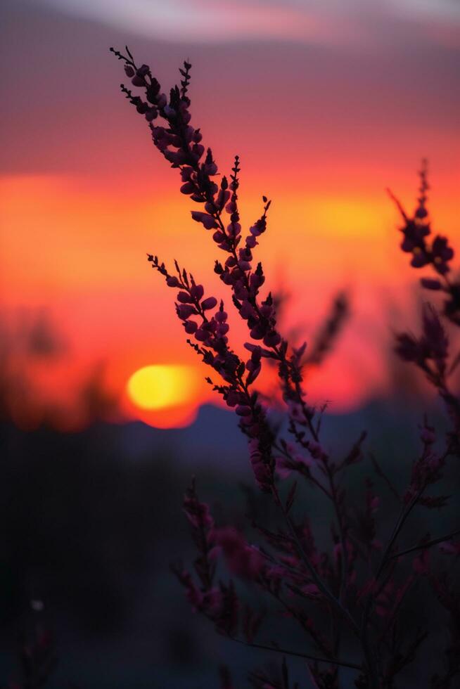 grazioso ocotillo pianta silhouette in mezzo rosa tramonto cielo - ai generato foto