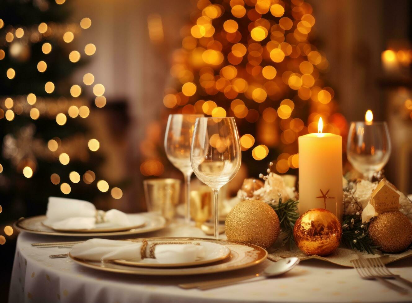 bellissimo Natale tavolo per vacanza cena foto