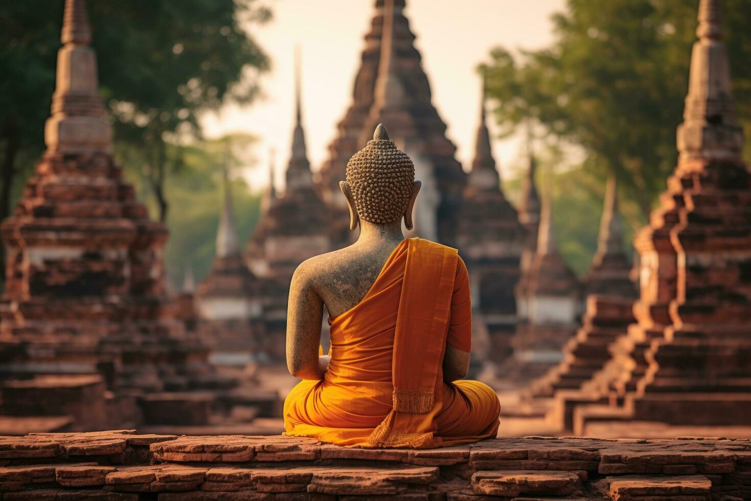 il spirituale tradizioni di ayutthaya Tailandia rustico ai generato foto