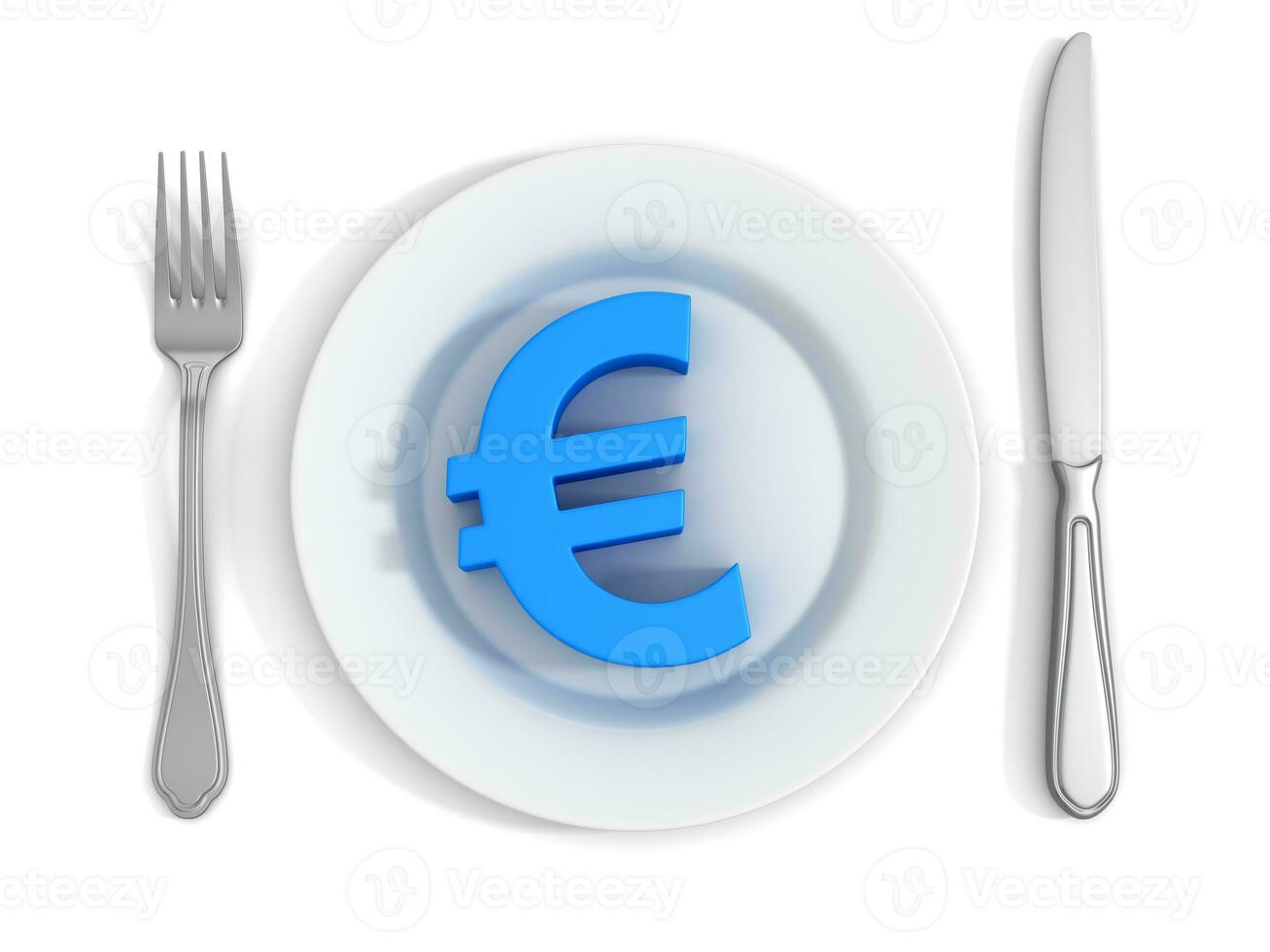 Euro simbolo su bianca piatto foto