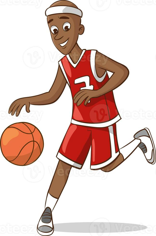 illustrazione di un' adolescenziale ragazzo giocando pallacanestro su un' bianca sfondo foto