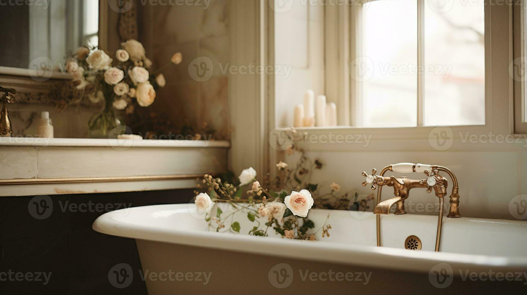 generativo ai, casa bagno decorazione vicino su, smorzato colori, fotorealistico estetico sfondo, wabi sabi interno design foto