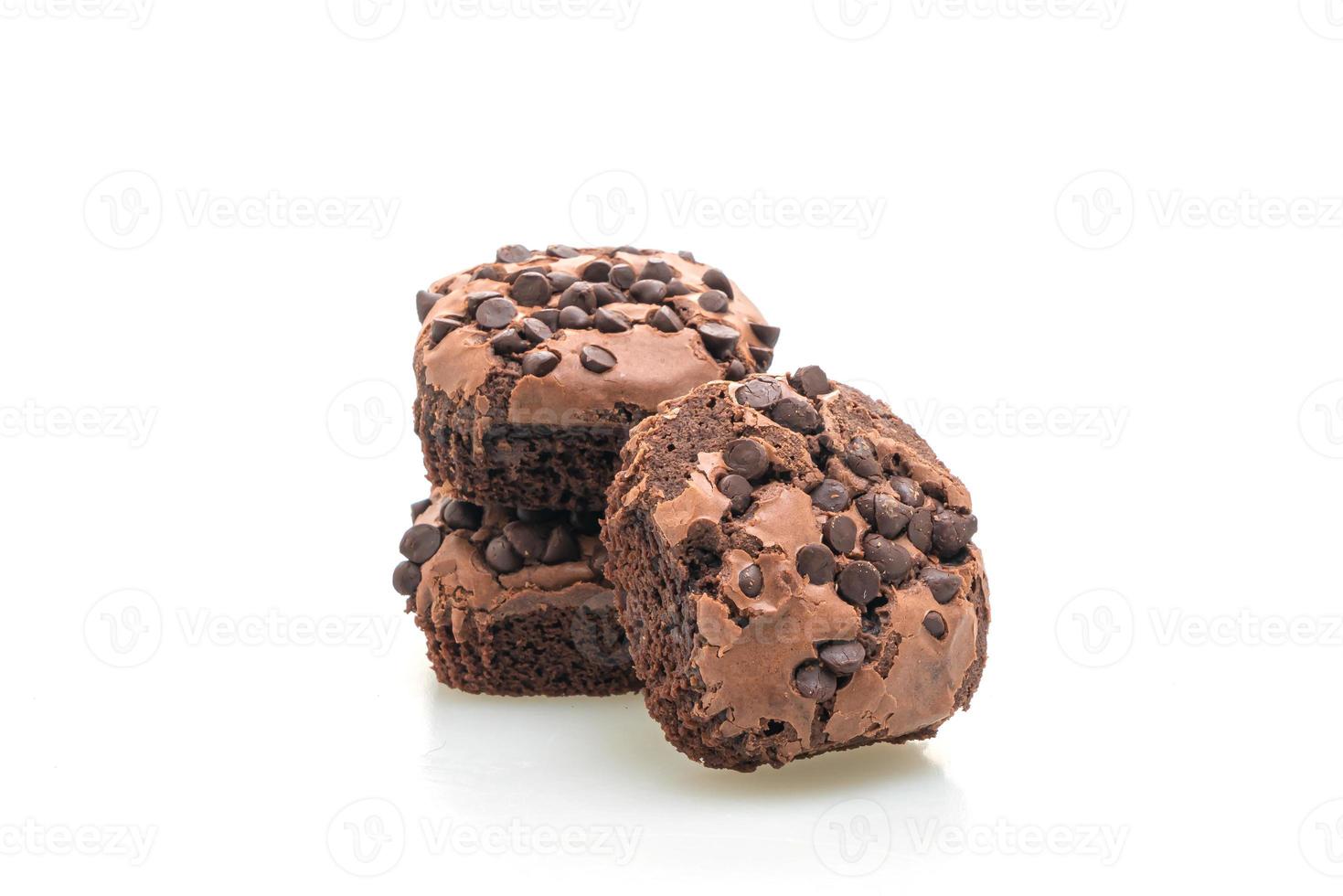 Brownies al cioccolato fondente con gocce di cioccolato sopra foto