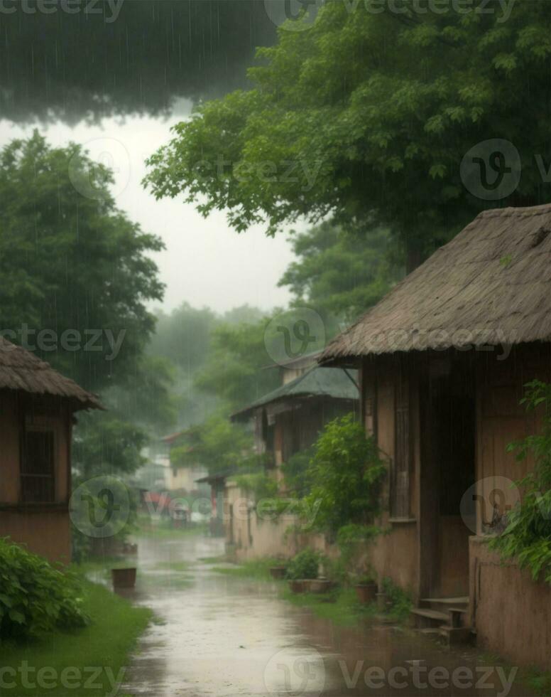 piovoso nel villaggio foto