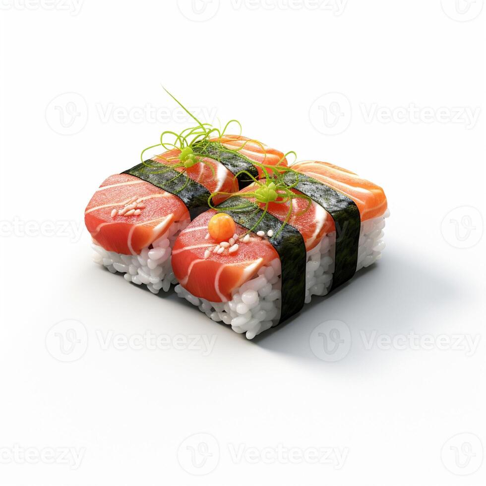 ai generativo alto qualità di 3d stile design di futomaki Sushi con bianca sfondo foto