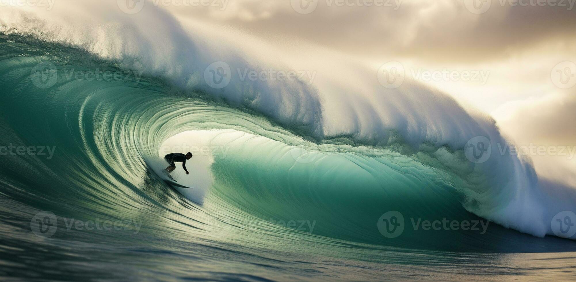 un' surfer nel azione. ai generato foto