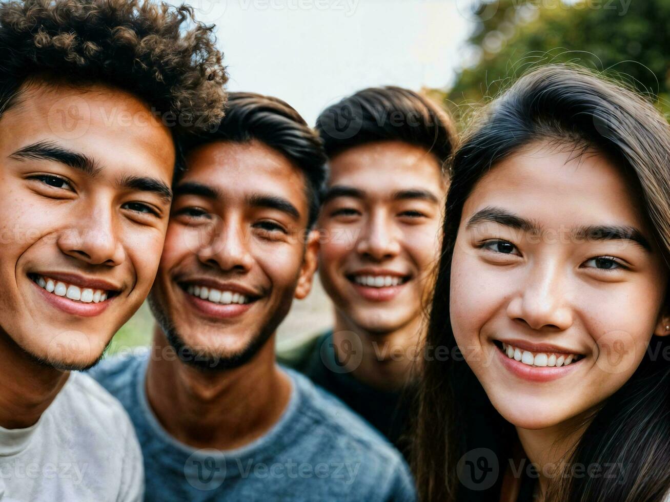 foto di gruppo adolescenziale fresco alunno a Università, generativo ai