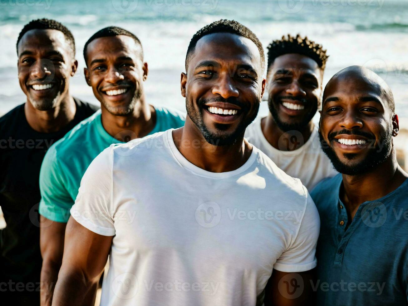 foto di gruppo contento nero forte uomo, generativo ai