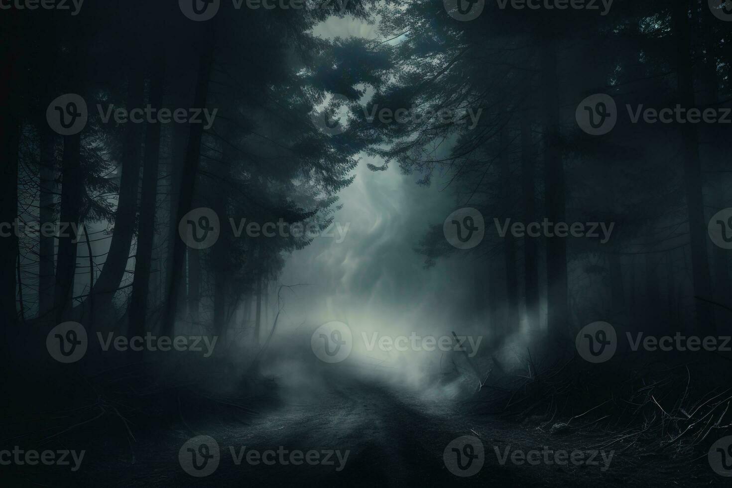 Fumo e nebbia nel il buio sfondo, sfocato e astratto Halloween sfondo. generativo ai foto