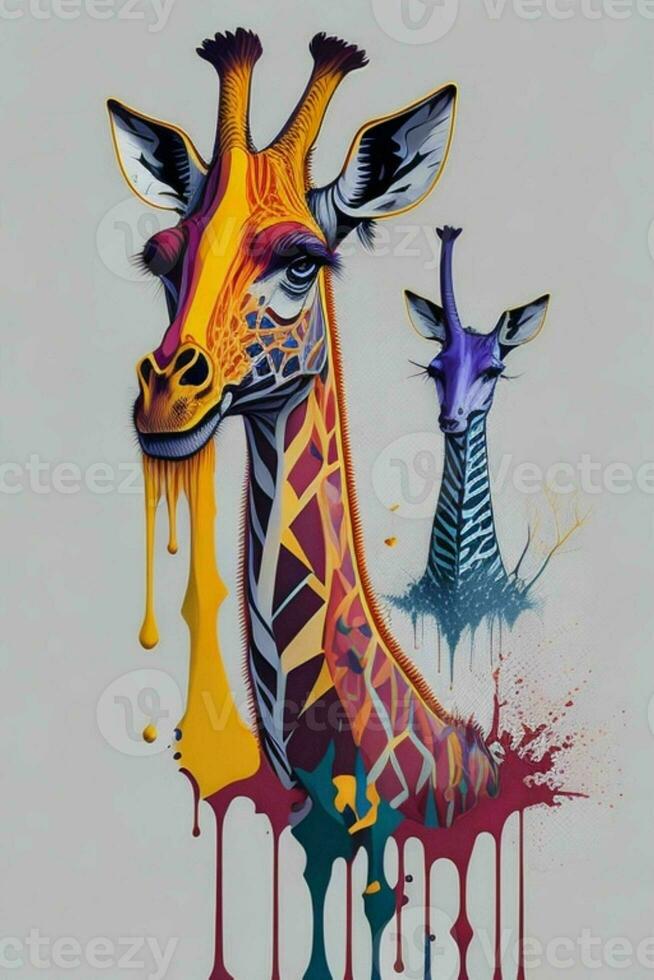 un' dettagliato illustrazione di un' giraffa per un' maglietta disegno, sfondo, e moda foto