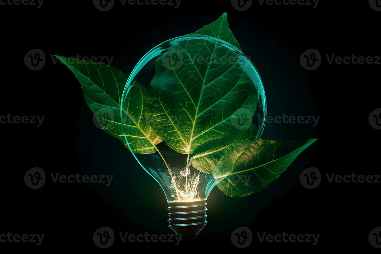 leggero lampadina con germoglio dentro. idea di rinnovabile energia e energia Salvataggio. concetto di ambientale conservazione e globale riscaldamento. terra giorno. generativo ai illustrazione. foto