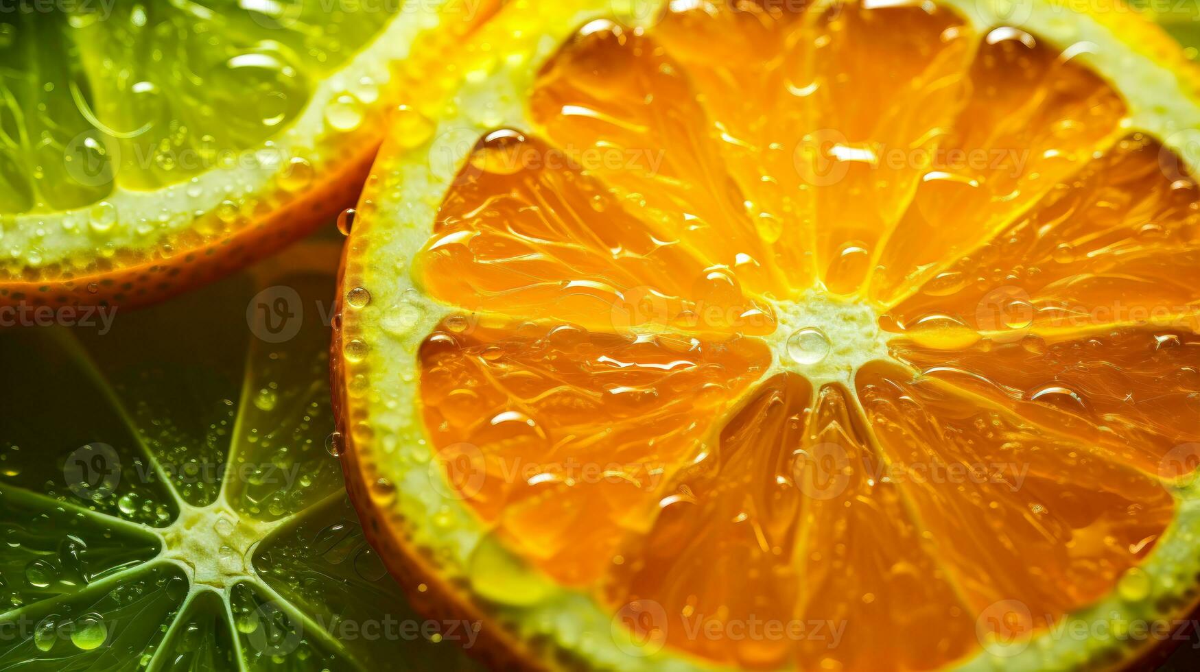 arancia e lime con pori e urti ai generativo foto