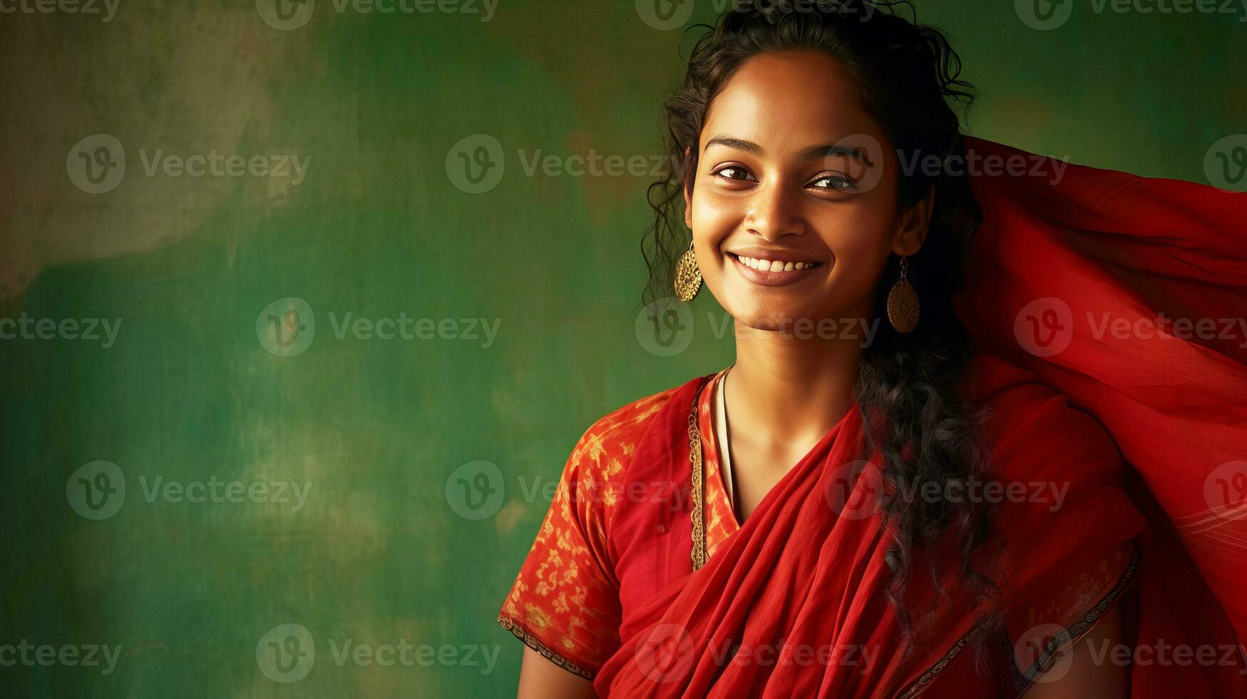 bellissimo giovane indiano donna nel nazionale Abiti, sorridente. foto