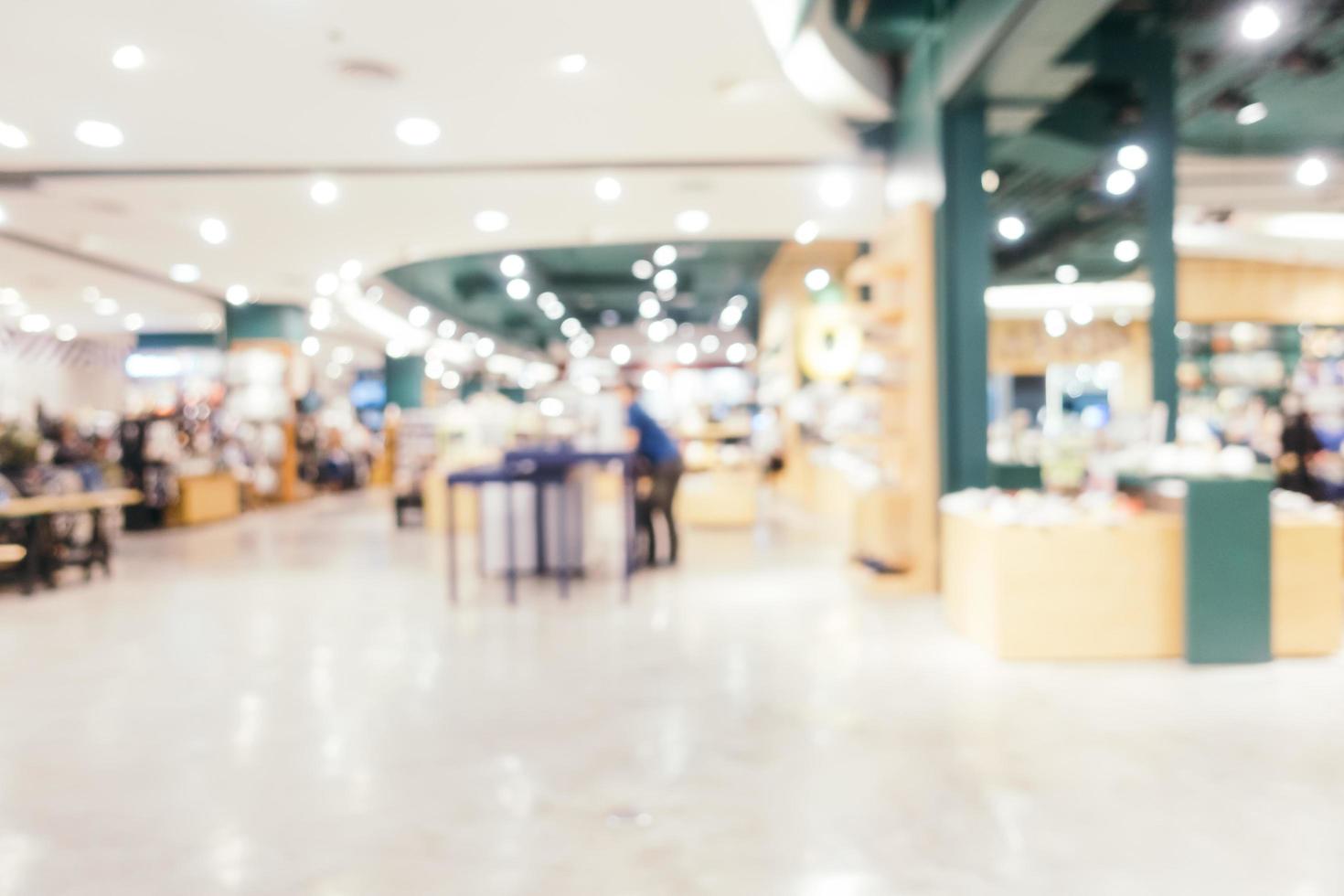 sfocatura astratta e centro commerciale di lusso sfocato dell'interno del grande magazzino per lo sfondo foto