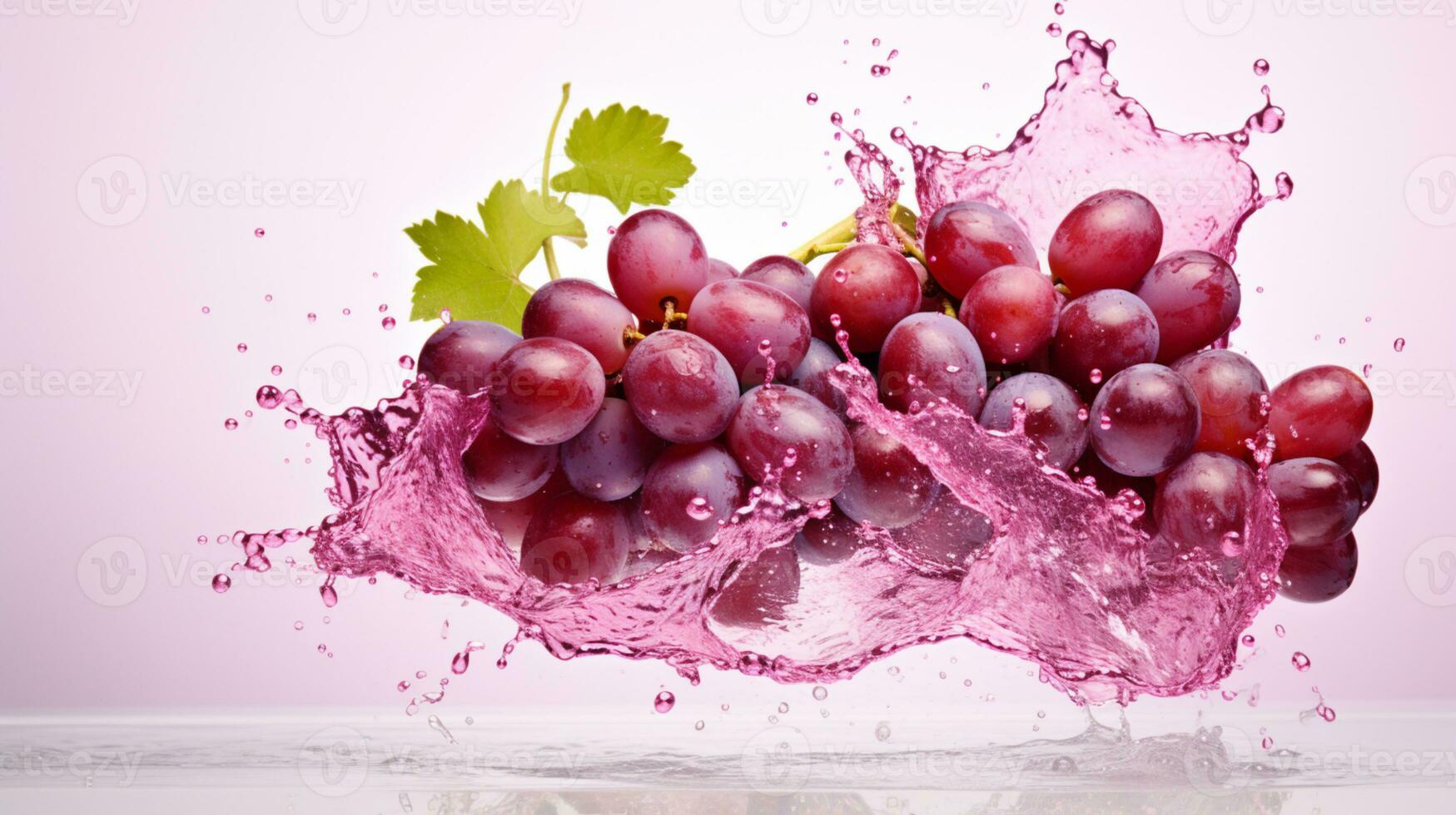 fresco succoso rosso uva frutta con acqua spruzzo isolato su sfondo, salutare frutta, ai generativo foto