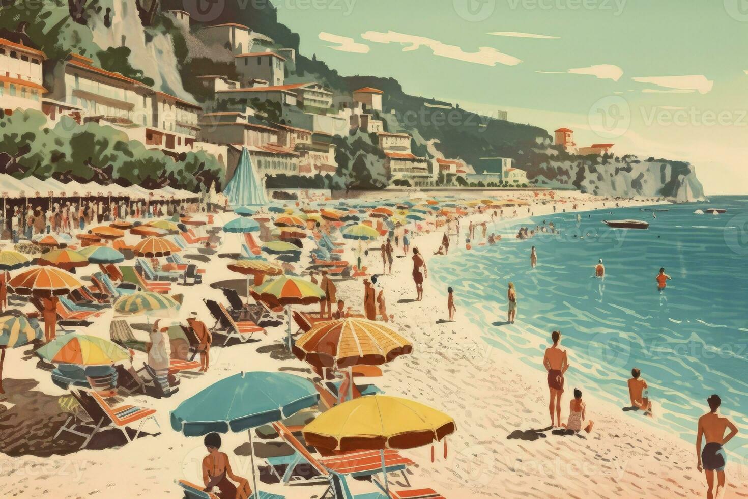 retrò carta spiaggia. creare ai foto