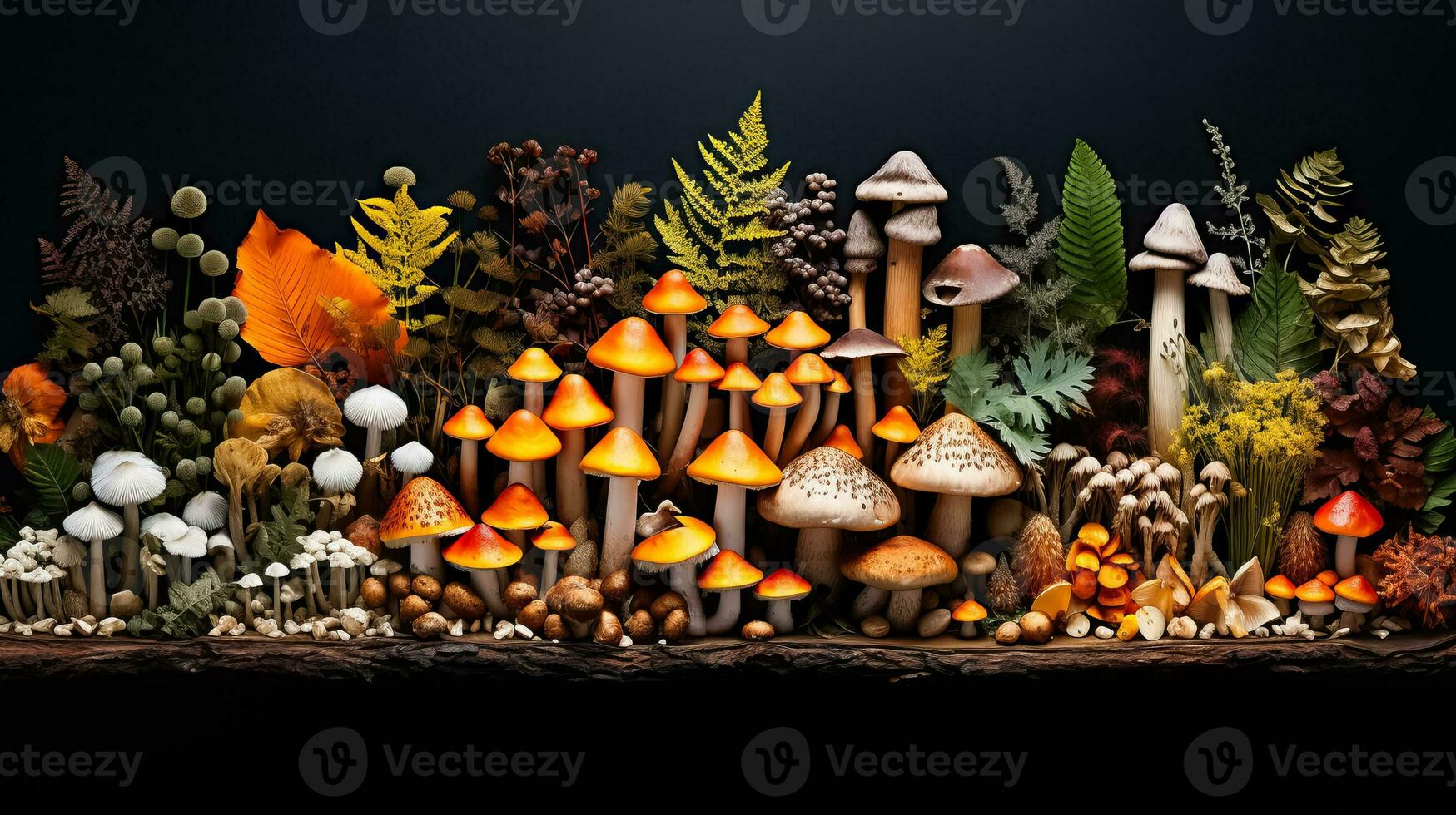 un' diverso collezione di appena foraggiato funghi trovato nel il colorato autunno foreste foto