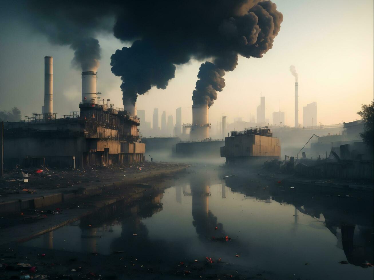 urbano inquinamento e ambientale danno, generativo ai foto