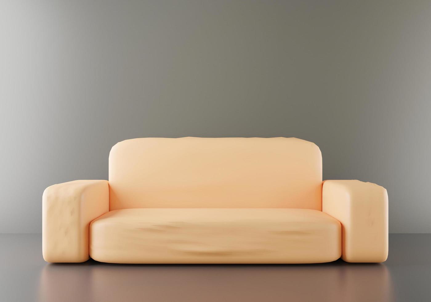 un divano isolato divano letto in camera sfondo a colori premium, composizione frontale in colore arancione del divano, illustrazione rendering 3d per la presentazione della pagina web foto